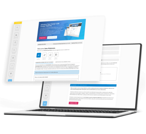 CareerPath Pro career tracking interface on a laptop