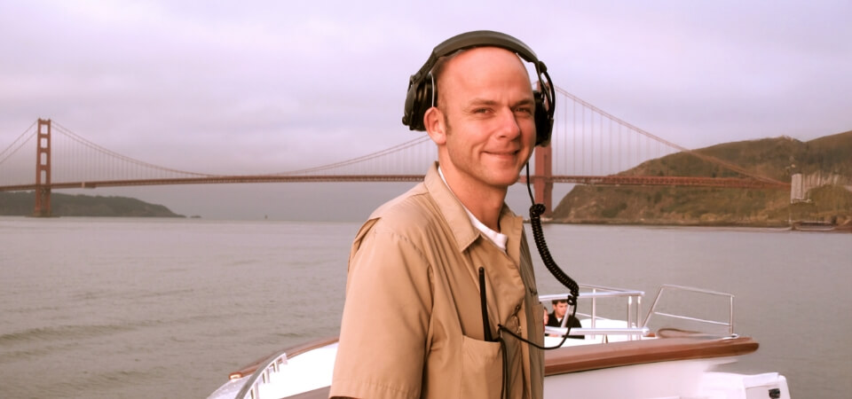 Engineer studying technical systems on a yacht